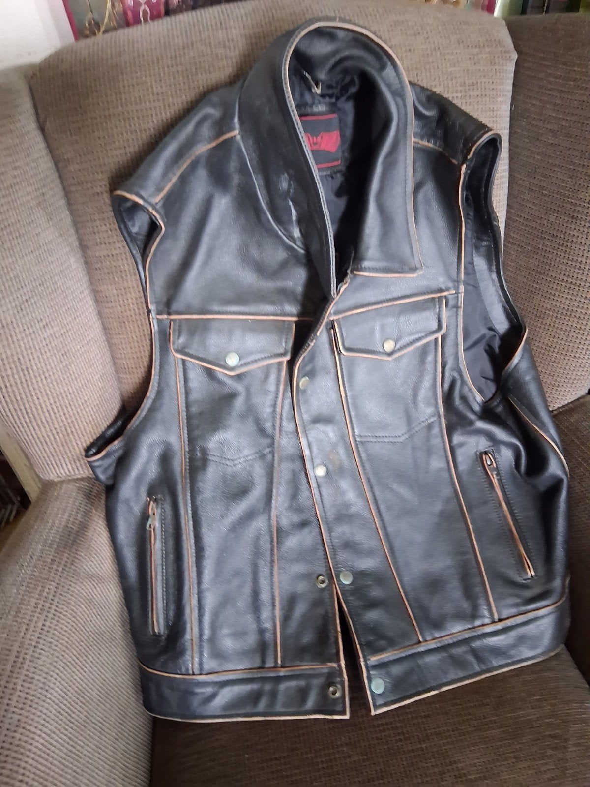 Mouwloos L&J Leren Motorvest, Motoren, L&J, Heren, Jas | leer, Ophalen of Verzenden