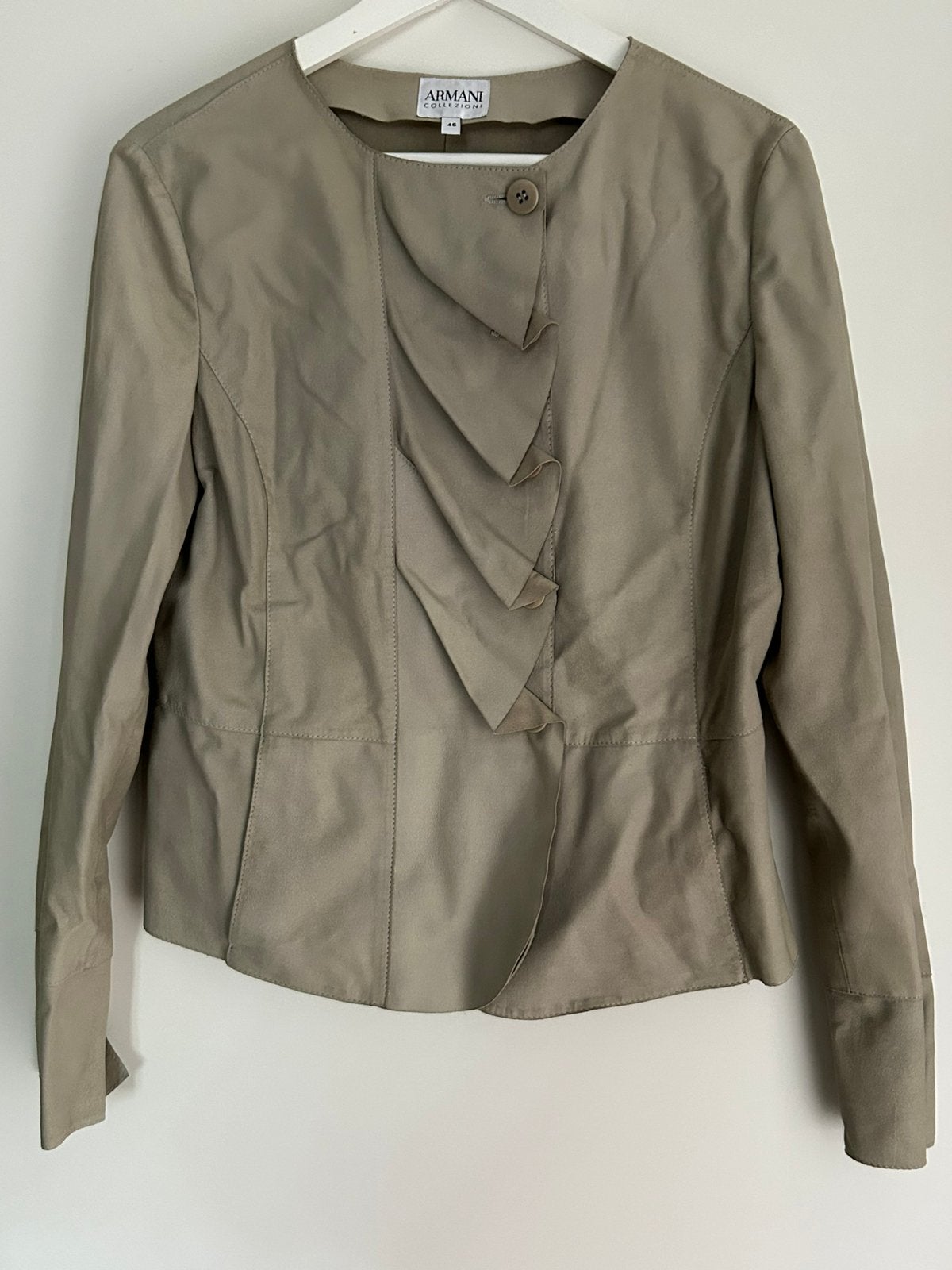 Armani Collezioni colbert maat 40, it 46, leder, Ophalen of Verzenden, Zo goed als nieuw, Maat 38/40 (M), Grijs