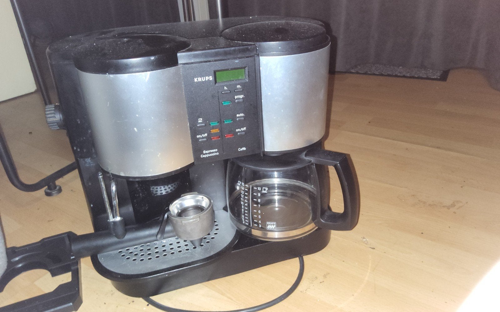 Krups Espresso & Koffie Combi Machine - Gebruikt, Stoompijpje, Gebruikt, 10 kopjes of meer, Gemalen koffie