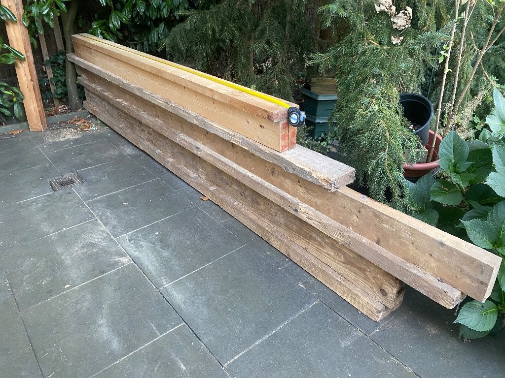 Balken 10x (vuren) in hengelo, Ophalen, Zo goed als nieuw, 250 cm of meer, Balken