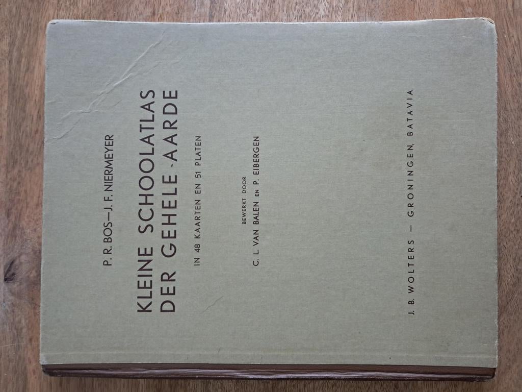 Vintage schoolatlas P.R. Bos – oude kaarten Nederland, Ophalen of Verzenden