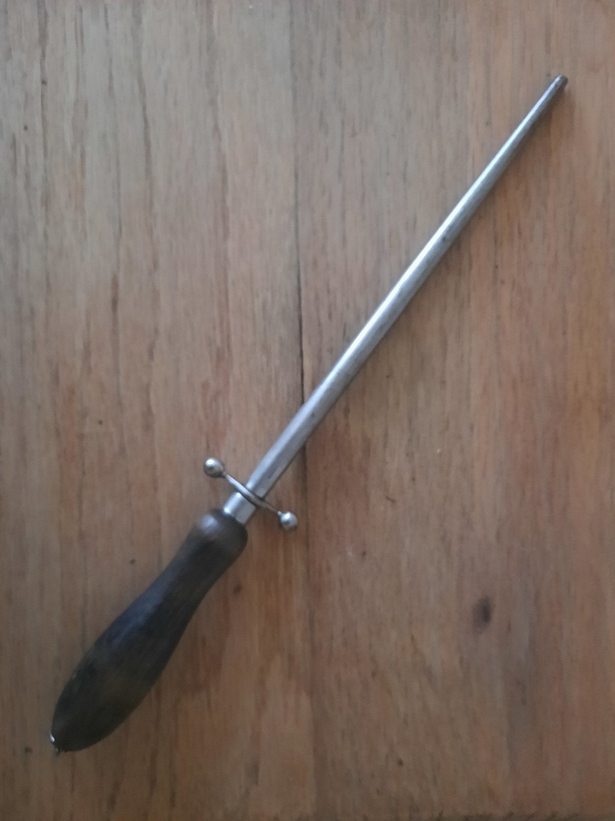 Vintage aanzetstaal met houten handvat, Ophalen of Verzenden