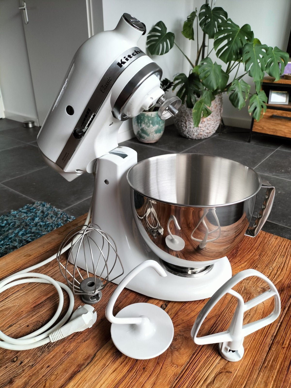 KitchenAid Classic Keukenmixer - Wit, 4 liter of meer, Ophalen of Verzenden, Gebruikt, 3 snelheden of meer