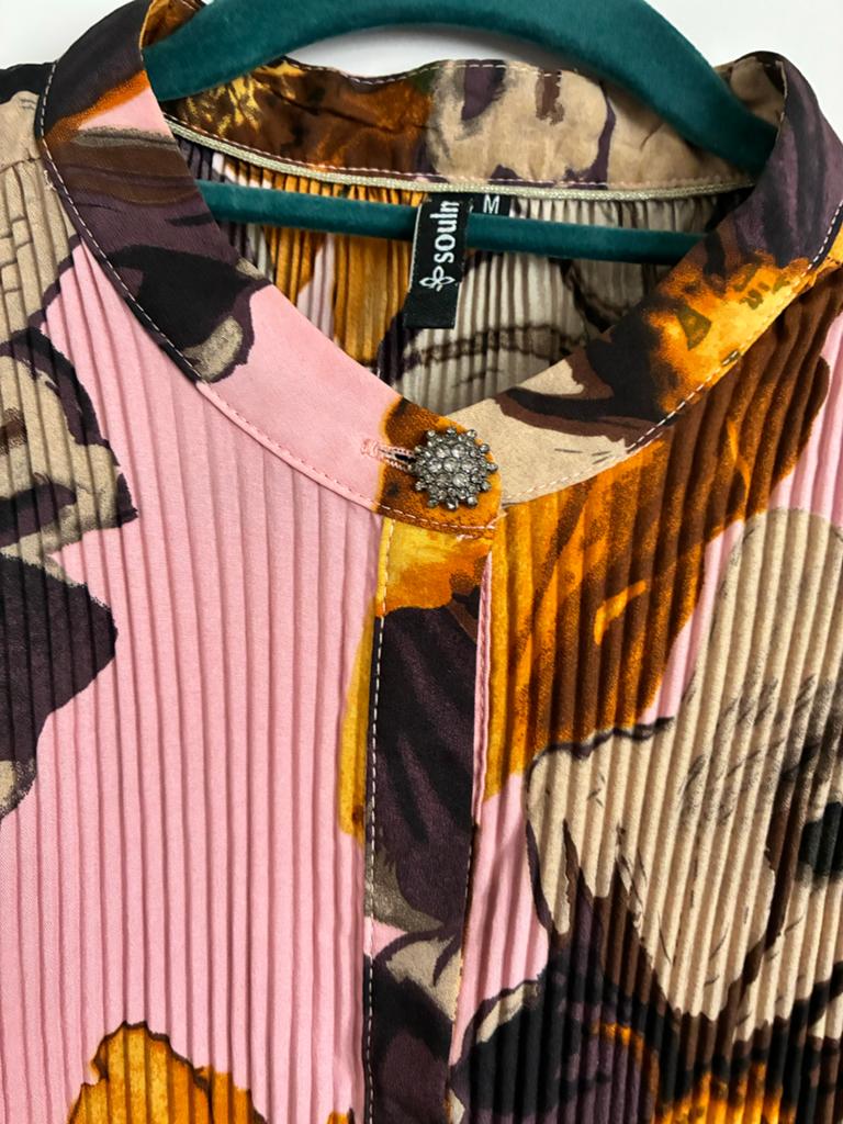 Nieuwe Plissé Jurk  SOULMATE Bloemenprint en Blinde Sluiting, Kleding | Dames, Maat 38/40 (M), Nieuw, Ophalen of Verzenden, Knielengte