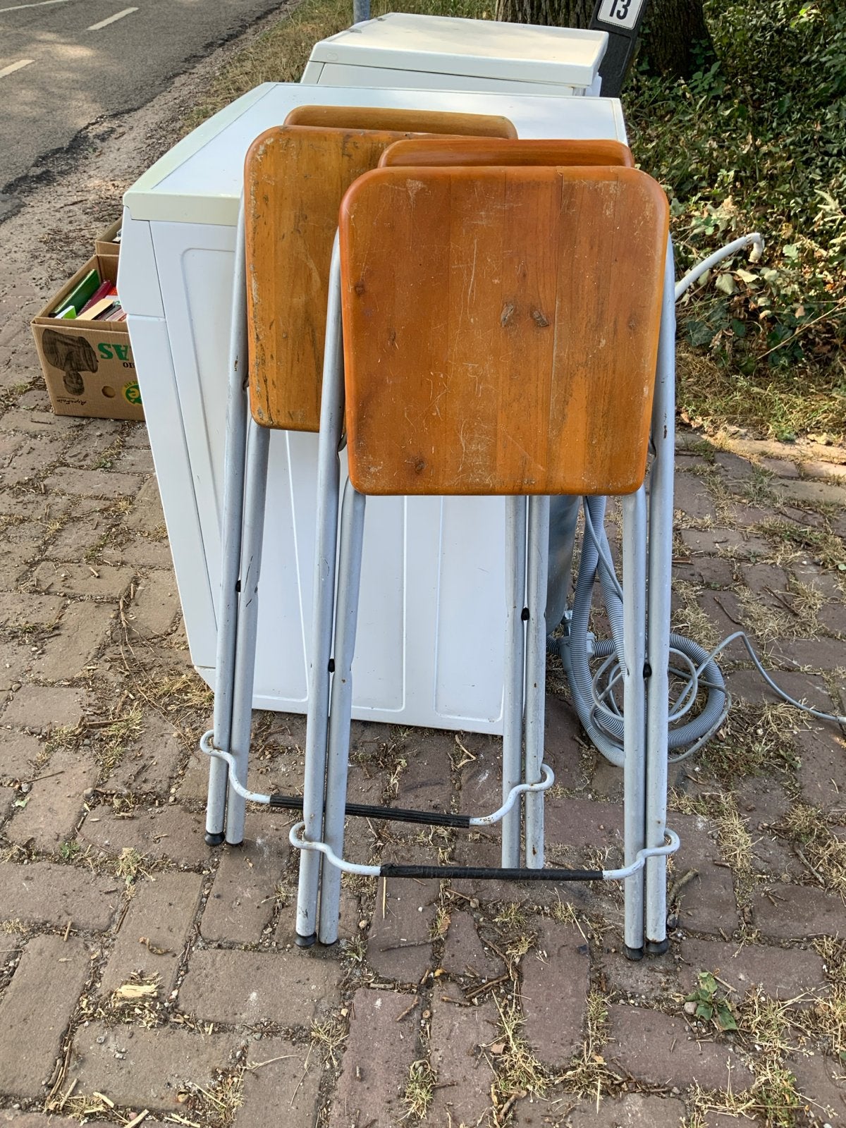 Set van 2 houten krukjes, Huis en Inrichting, Stoelen, Ophalen, Gebruikt, Twee, Bruin