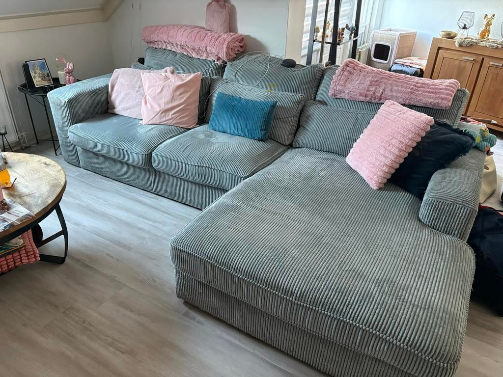 2-zits bank met lounge gedeelte, Ophalen, 250 tot 300 cm, Gebruikt, Hoekbank