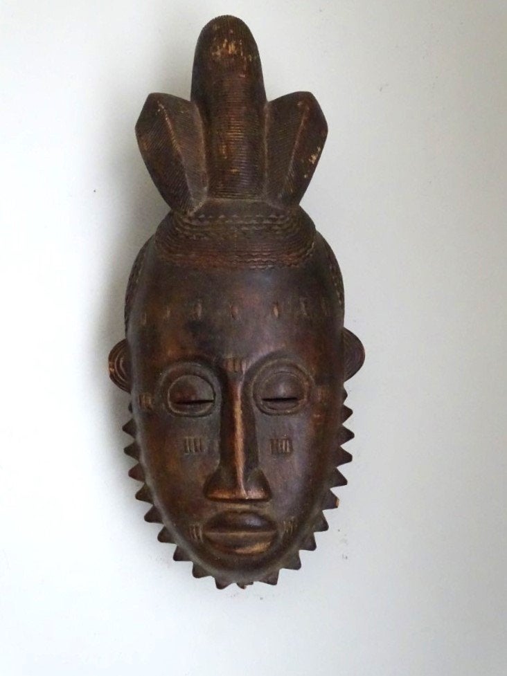 Masker Baoule stijl Ivoorkust, Afrika vintage, Antiek en Kunst, Kunst | Niet-Westerse kunst, Ophalen of Verzenden