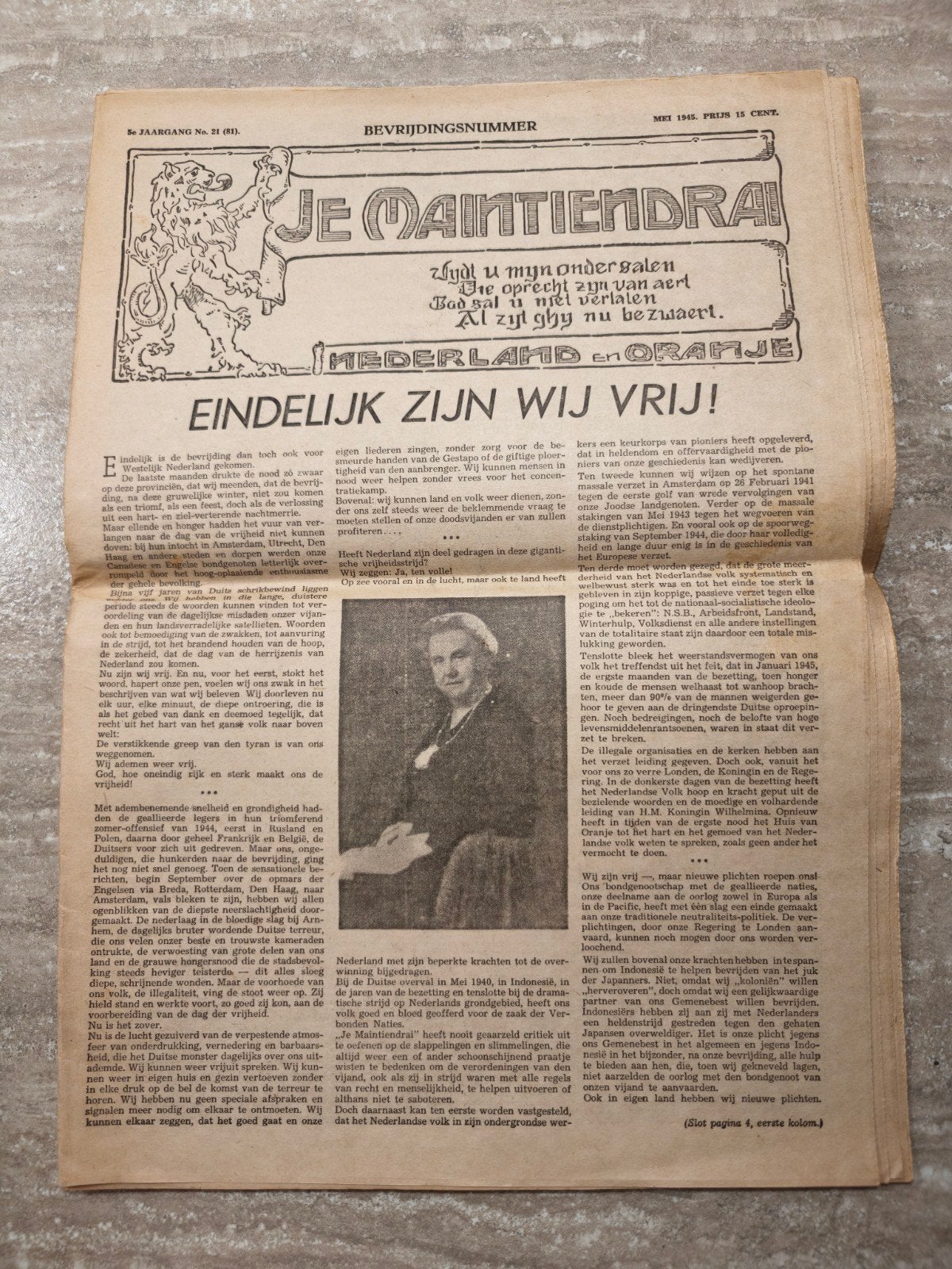 Krant van de bevrijding mei 1945, Ophalen