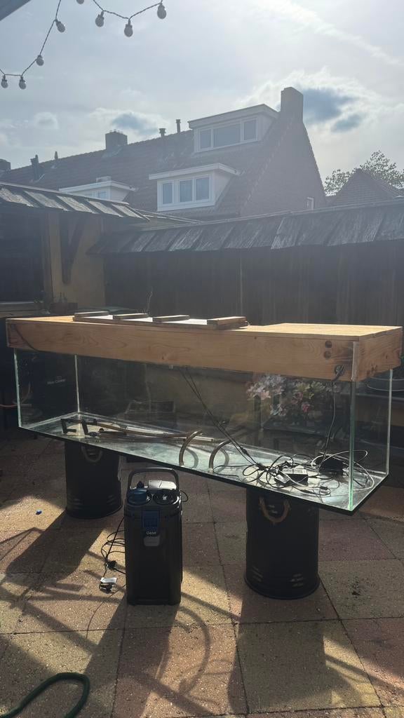 Glazen Aquarium | 600L | Op maat gemaakte kap, Dieren en Toebehoren, Ophalen, Zo goed als nieuw, Leeg aquarium