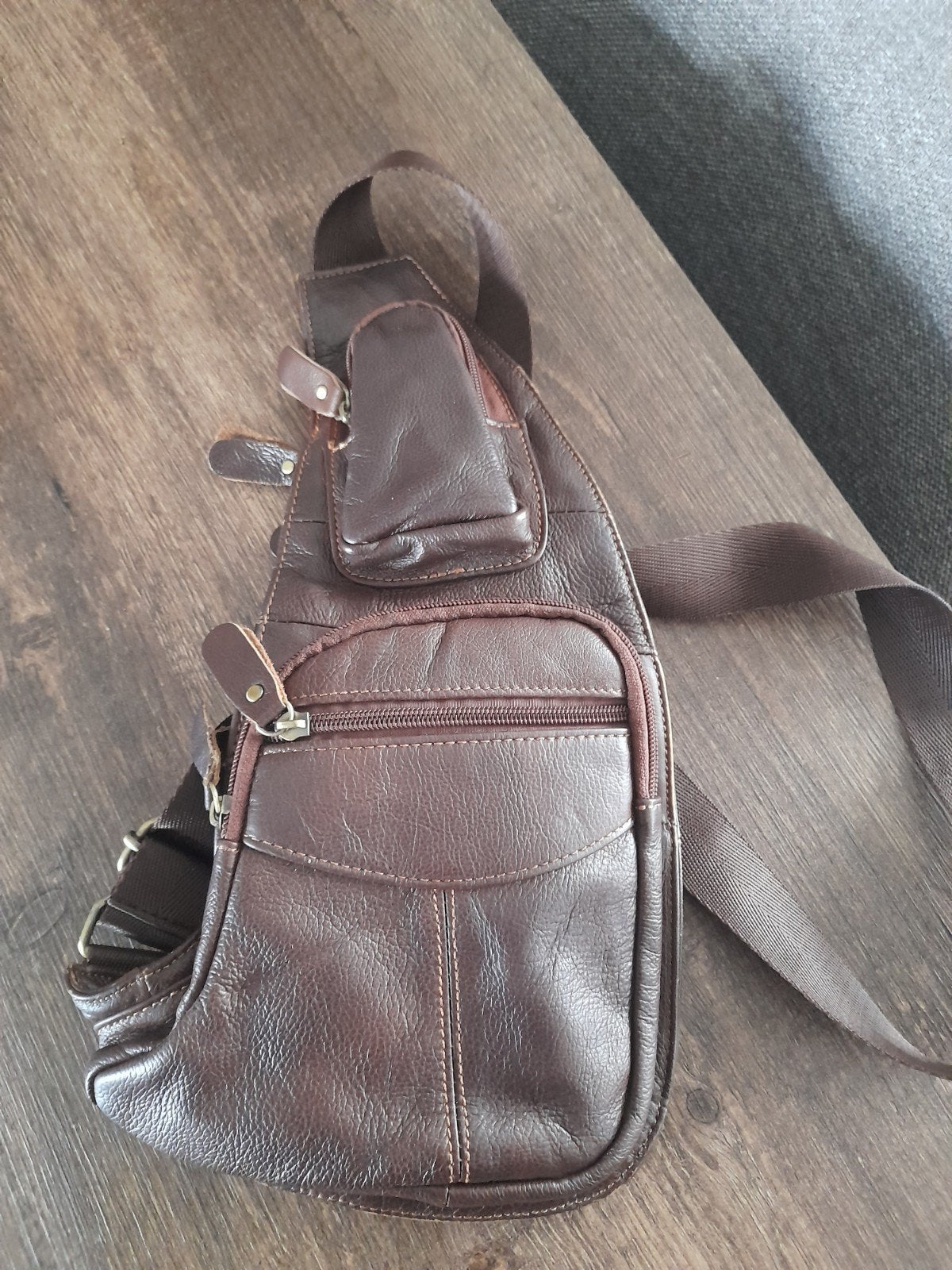 leder heren crossover tas, Ophalen of Verzenden, Zo goed als nieuw, Bruin