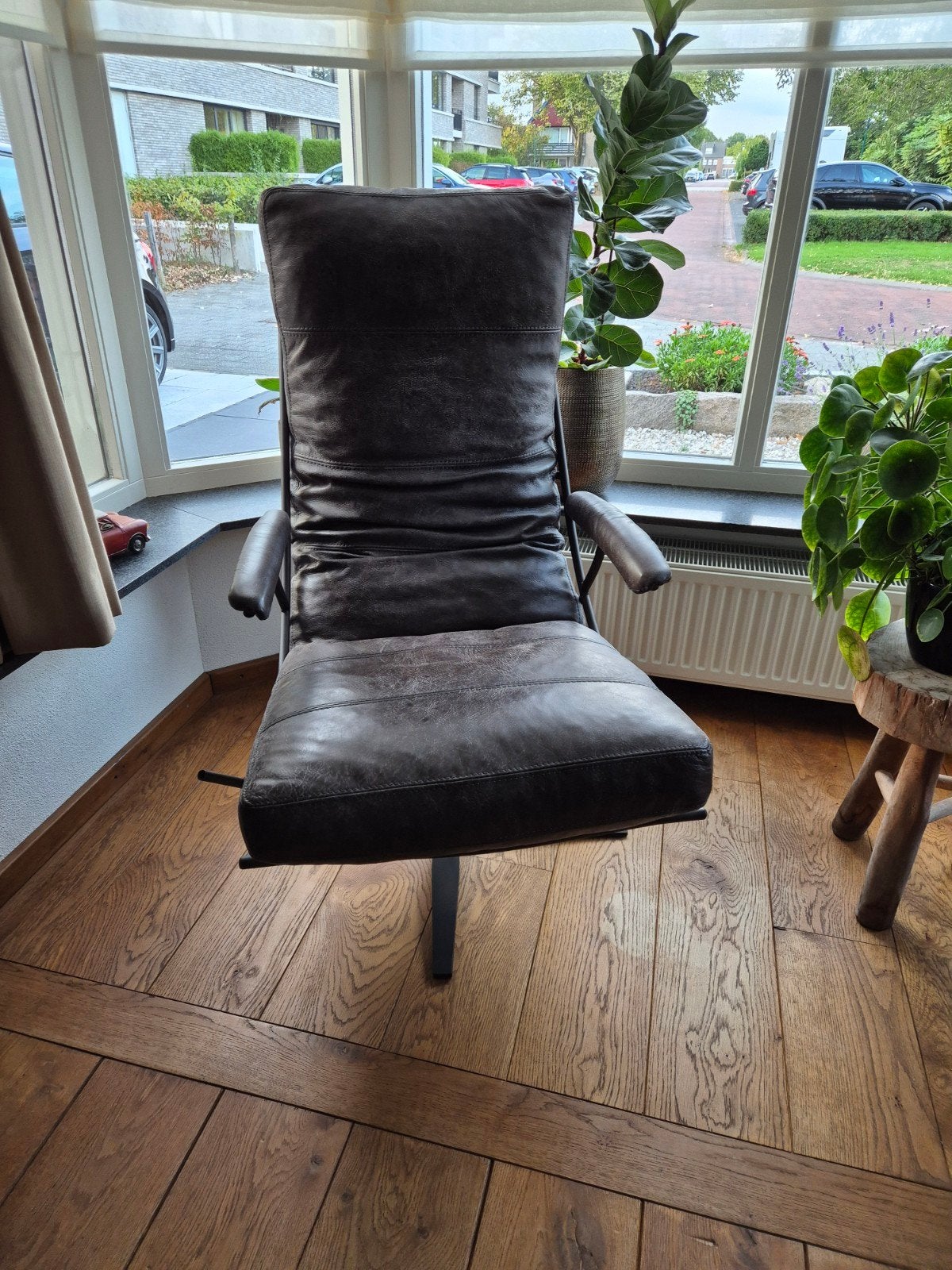 Industriële Fauteuil Tiber incl. voettebank, Ophalen, Minder dan 75 cm, Leer, Het Anker