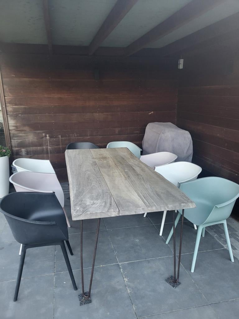 8 kuipstoelen met kussentjes, Ophalen, Gebruikt, Kunststof