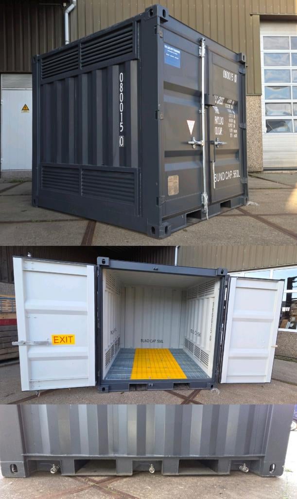 Milieucontainer lekbakcontainer nieuw blauw en antraciet, Ophalen of Verzenden, Nieuw, Metaal, Containerberging