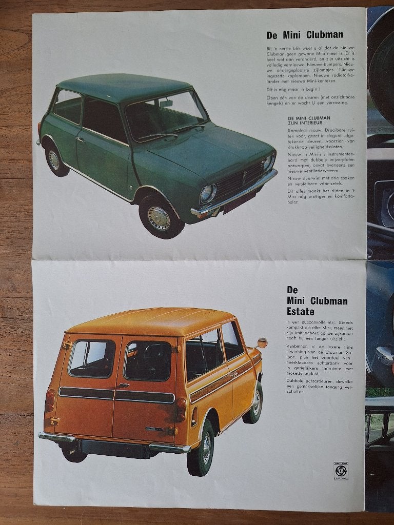 Austin Mini Clubman brochure uit 1970, Ophalen of Verzenden, Gelezen, Overige merken