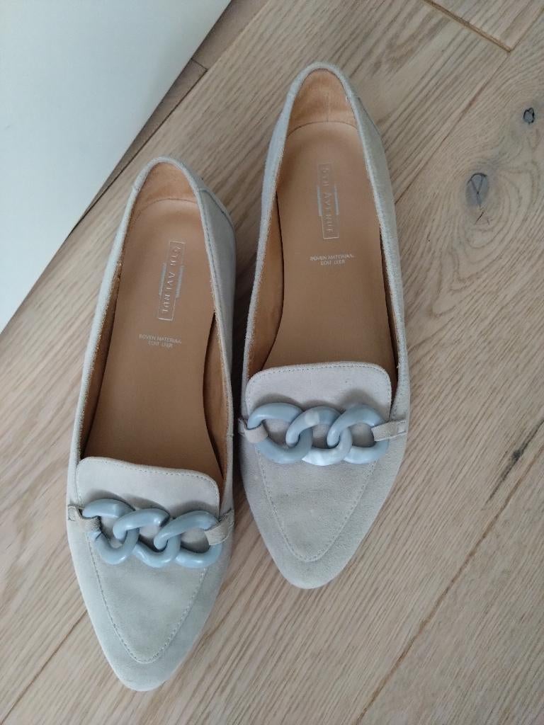 Comfortabele LEREN instappers mt 38, Kleding | Dames, Schoenen, Gedragen, Instappers, Blauw, Verzenden