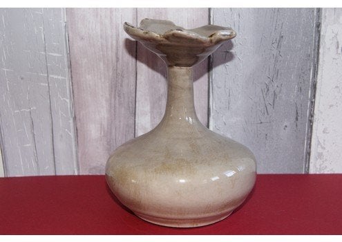 Nieuw aardewerken vaasje taupe beige, Ophalen of Verzenden, Nieuw, Beige, Steen/keramiek