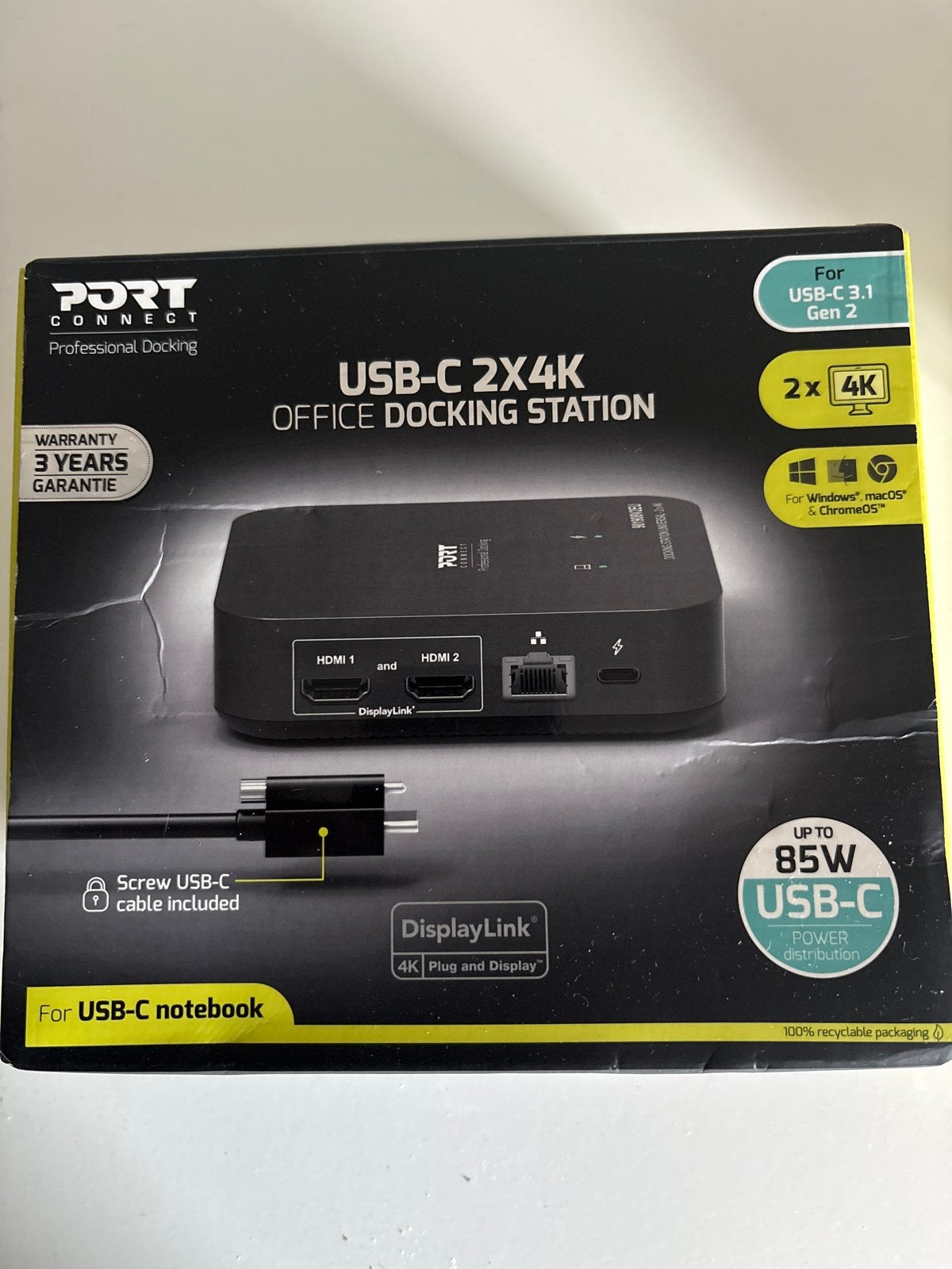 NEW! PORT CONNECT USB-C 2X4K Office Docking Station, Computers en Software, Dockingstations, Nieuw, Docking station, Laptop, Ophalen of Verzenden