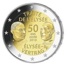 2 Euro Frankrijk 2013 UNC - Elysee Verdrag, Verzenden, Frankrijk, 2 euro, Losse munt
