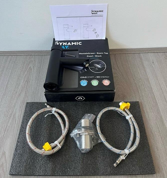 The Dynamic Way Wastafelkraan Recht Mat Zwart, Ophalen of Verzenden, Nieuw, Rvs, Kraan