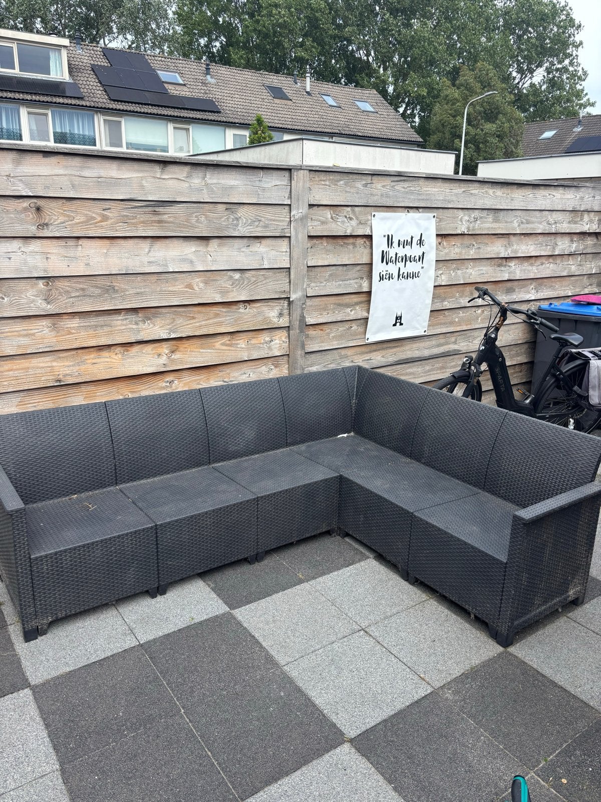 Tuinbank loungeset zonder kussens, Tuin en Terras, Tuinsets en Loungesets, Ophalen, 5 zitplaatsen, Kunststof, Gebruikt
