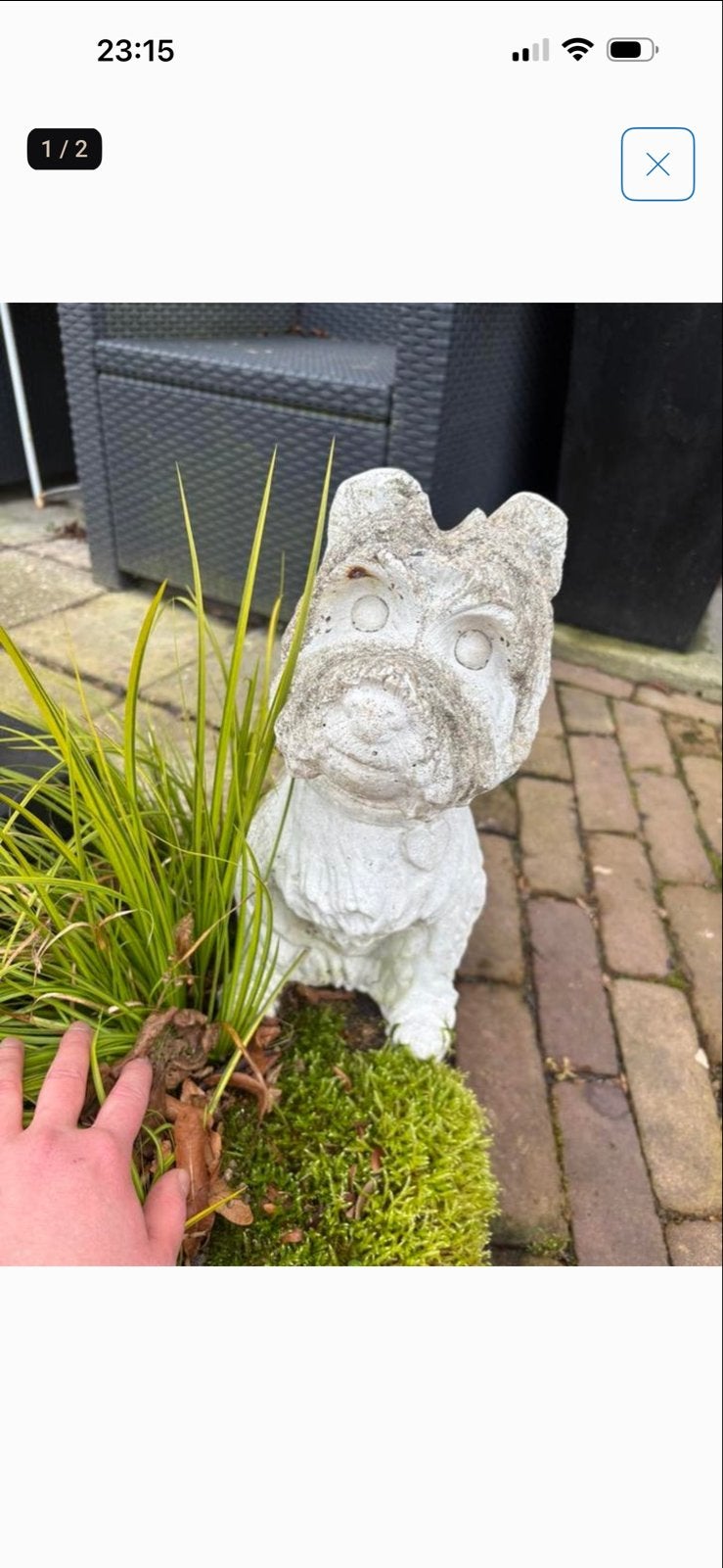 Betonnen hondenbeeld voor tuin of decoratie, Tuin en Terras, Ophalen of Verzenden, Gebruikt, Beton, Dierenbeeld