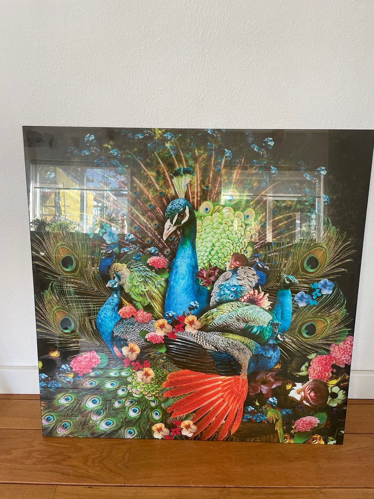 Glas schilderij pauw, Ophalen