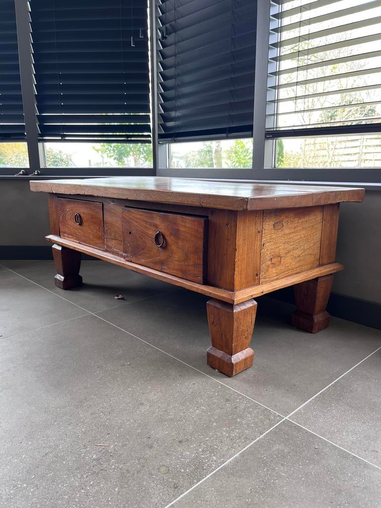 Teakhouten salontafel, Huis en Inrichting, Tafels | Salontafels, Ophalen, Vierkant, 50 tot 100 cm, Minder dan 50 cm