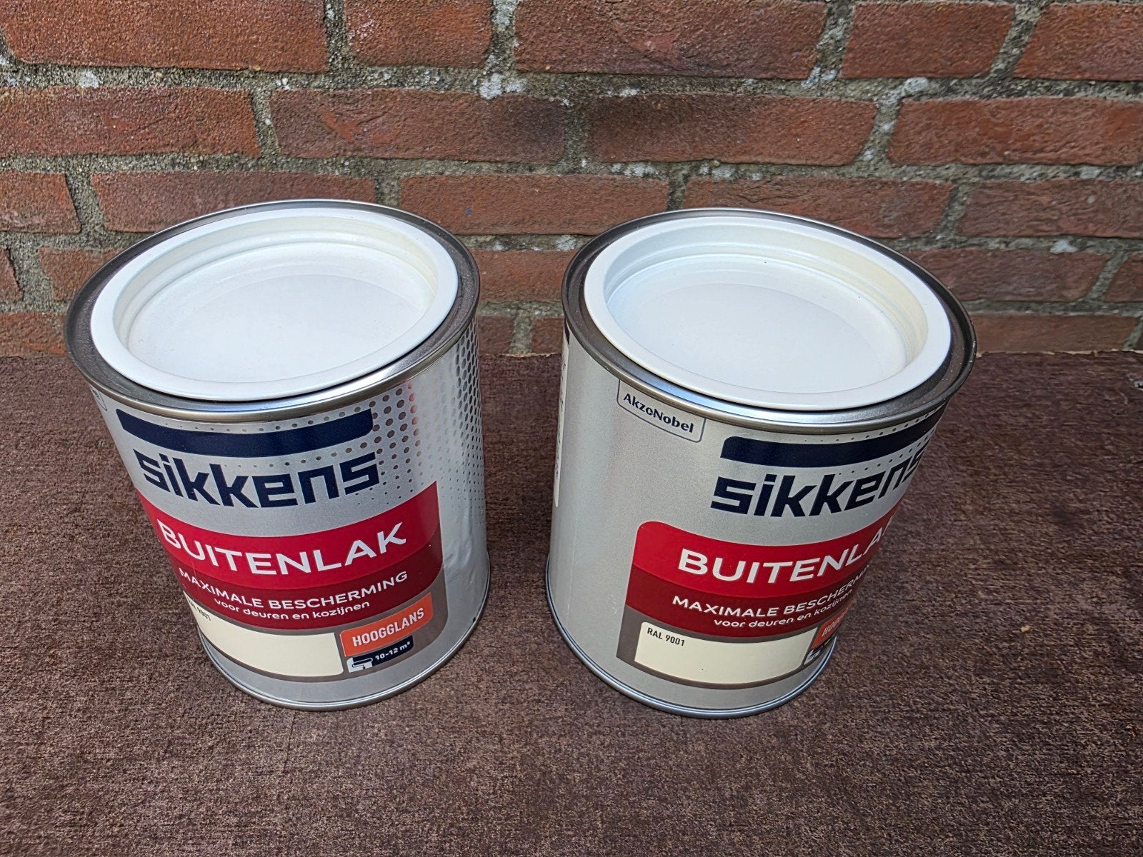 10 blikken Sikkens buitenlak gebroken wit ral 9001, Ophalen of Verzenden, Nieuw, Wit