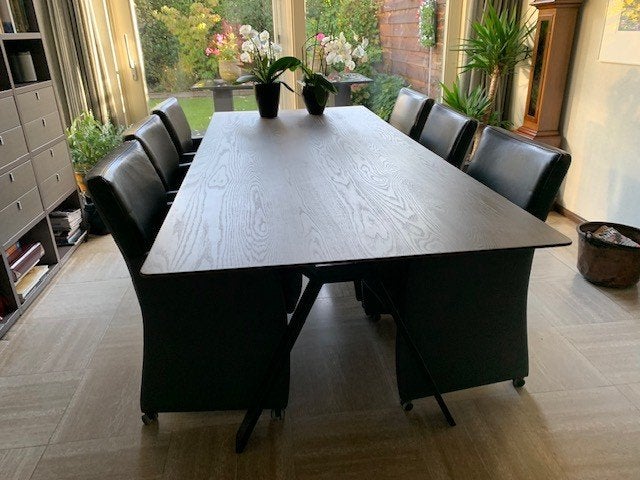 6 Leren eetkamerstoelen, Ophalen, Gebruikt, Leer, Klasiek