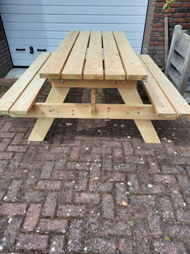 Z.g.a.n Picknicktafel, Ophalen, Zo goed als nieuw, Rechthoekig, Hout