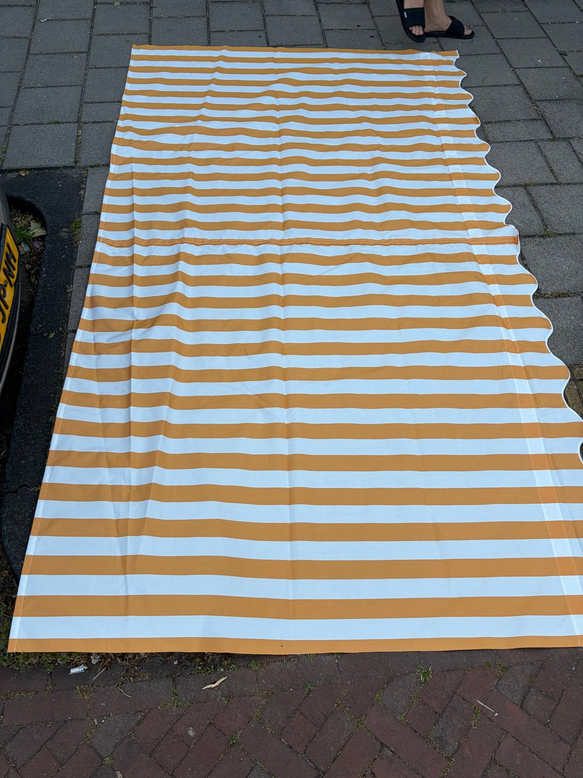 Vervangend luifeldoek geel/wit gestreept 285,5x167 cm, Ophalen of Verzenden, Zo goed als nieuw