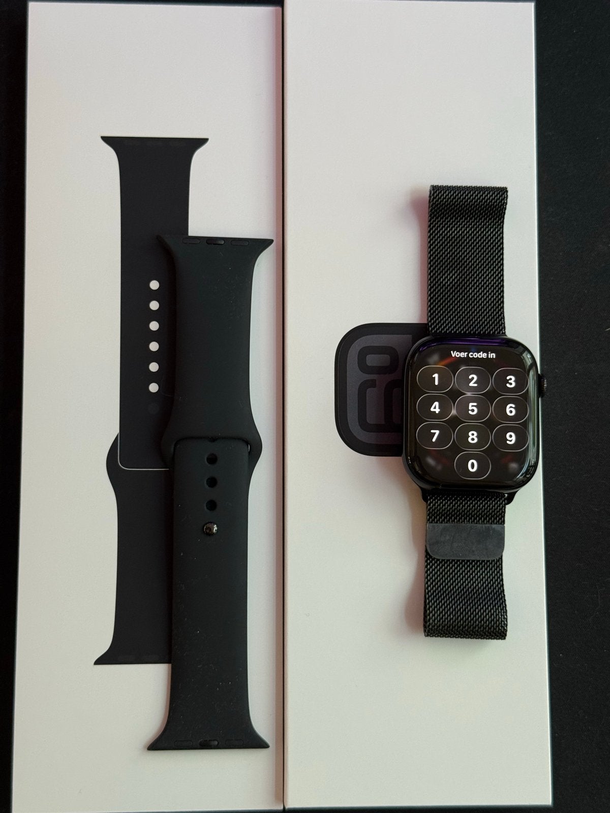 Apple Watch Series 10 46mm Zwart met Milanese band, Ophalen, Zwart, IOS, Waterdicht