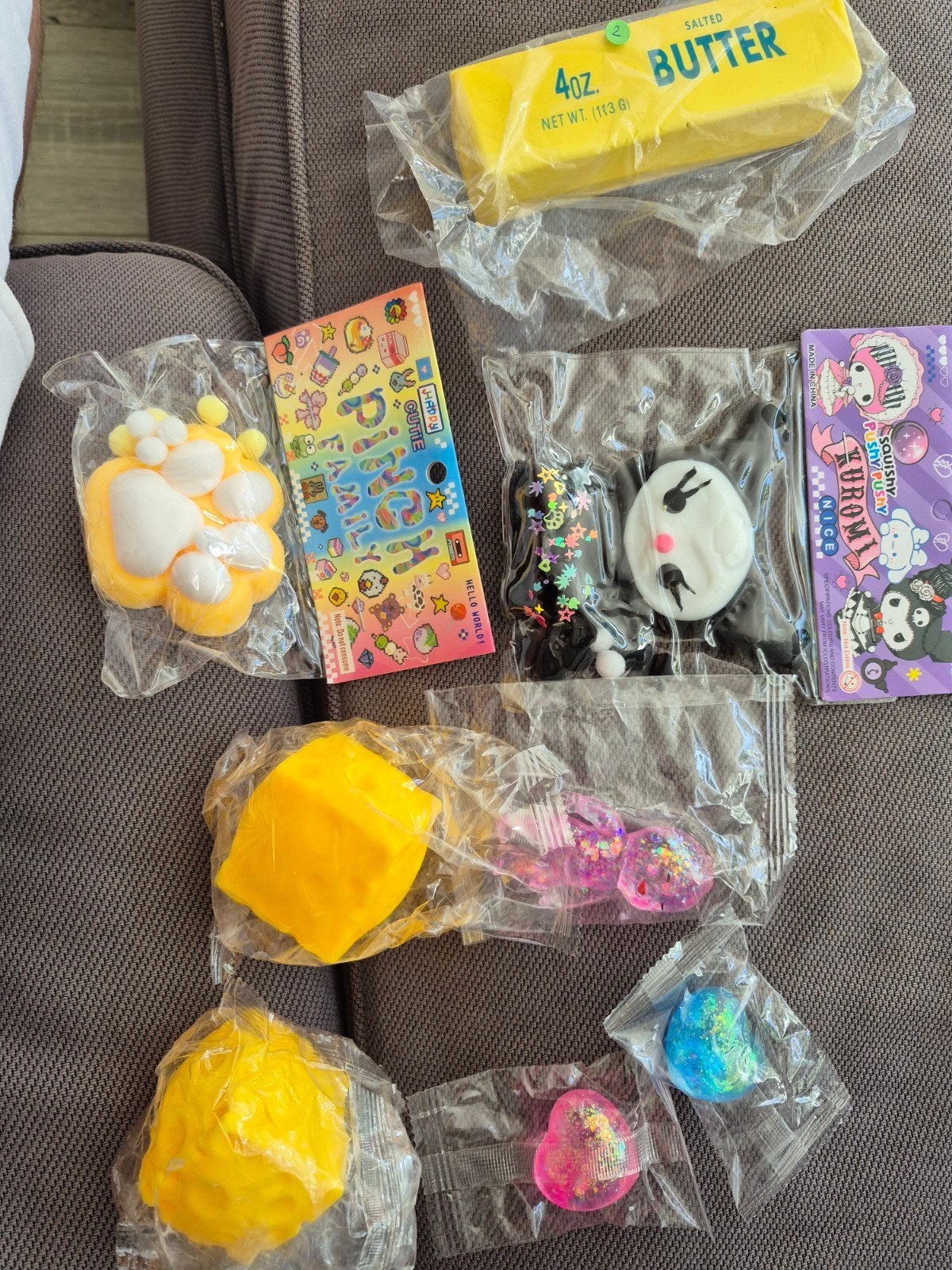 Squishy speelgoed set: Kuromi, boter, poot en meer!, Kinderen en Baby's, Speelgoed | Overig, Ophalen of Verzenden, Nieuw, Jongen of Meisje