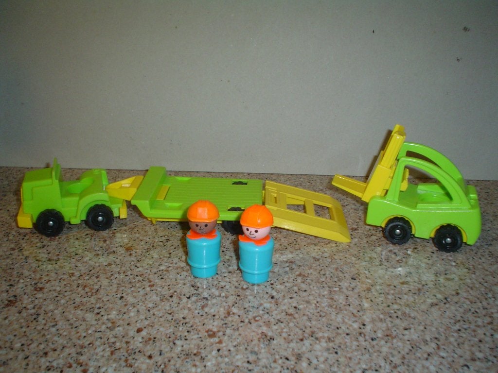 Vintage auto: dieplader + popjes., Ophalen of Verzenden, Zo goed als nieuw, Speelset