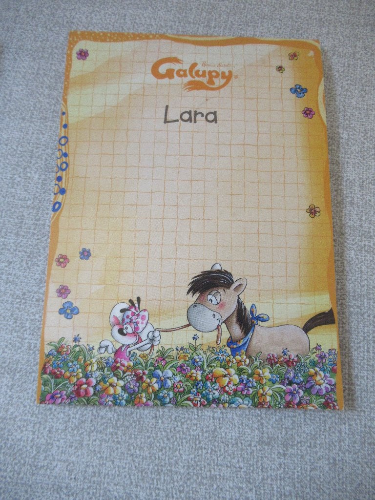 Galupy NAAMBLAADJES BLOK - LARA / diddl generatie 13, Ophalen of Verzenden, Verschillende figuren, Zo goed als nieuw, Papier, Kaart of Schrift