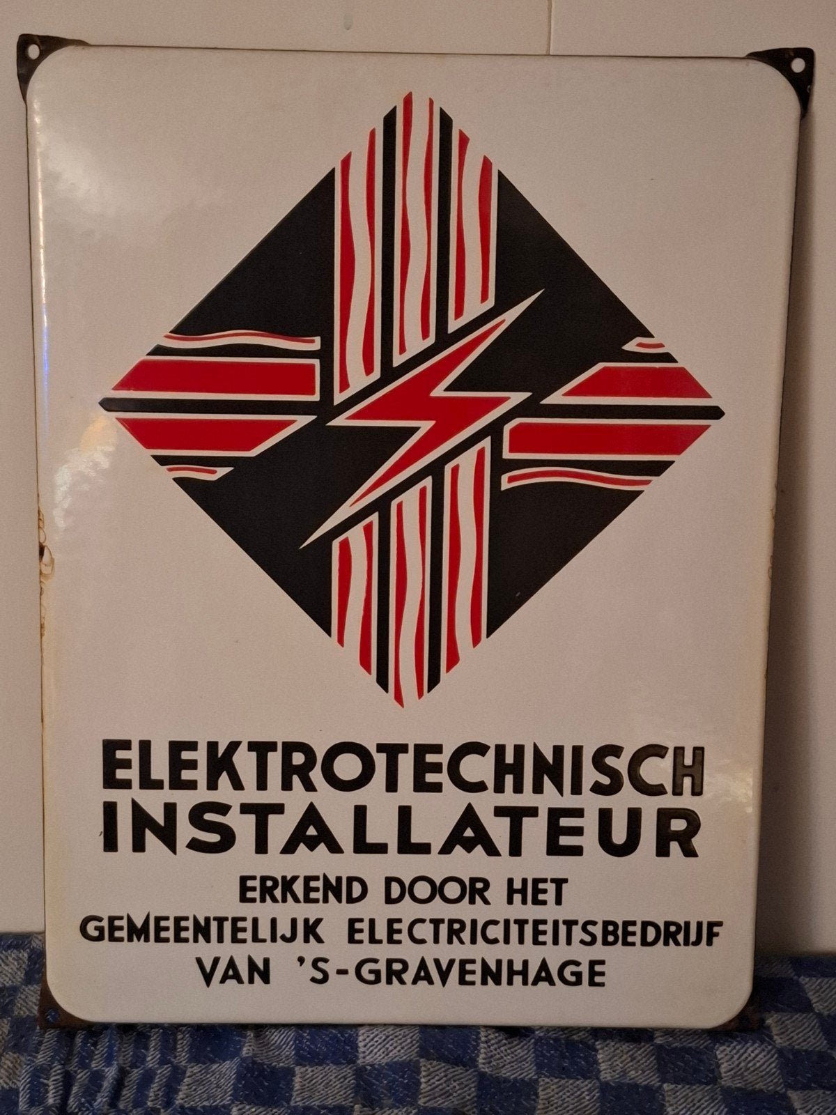 emaille bord electrotechnisch, Ophalen of Verzenden