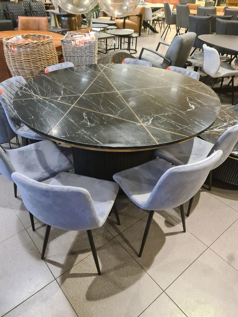 Nieuwe icathcers elite eettafel rond 150cm marmer messing, Ophalen, Meerkleurig, ., Nieuw