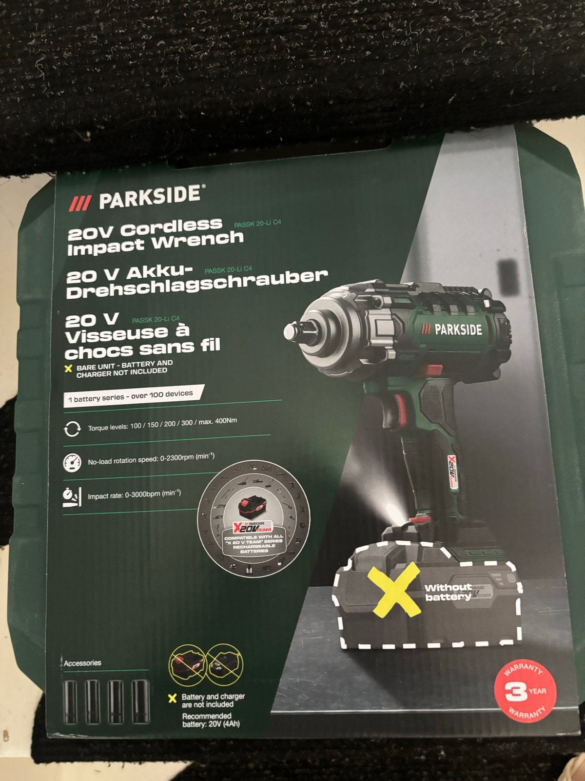 Parkside 20V Accu-Slagmoersleutel, Ophalen, Nieuw, 600 watt of meer, Boor- en Schroefmachine