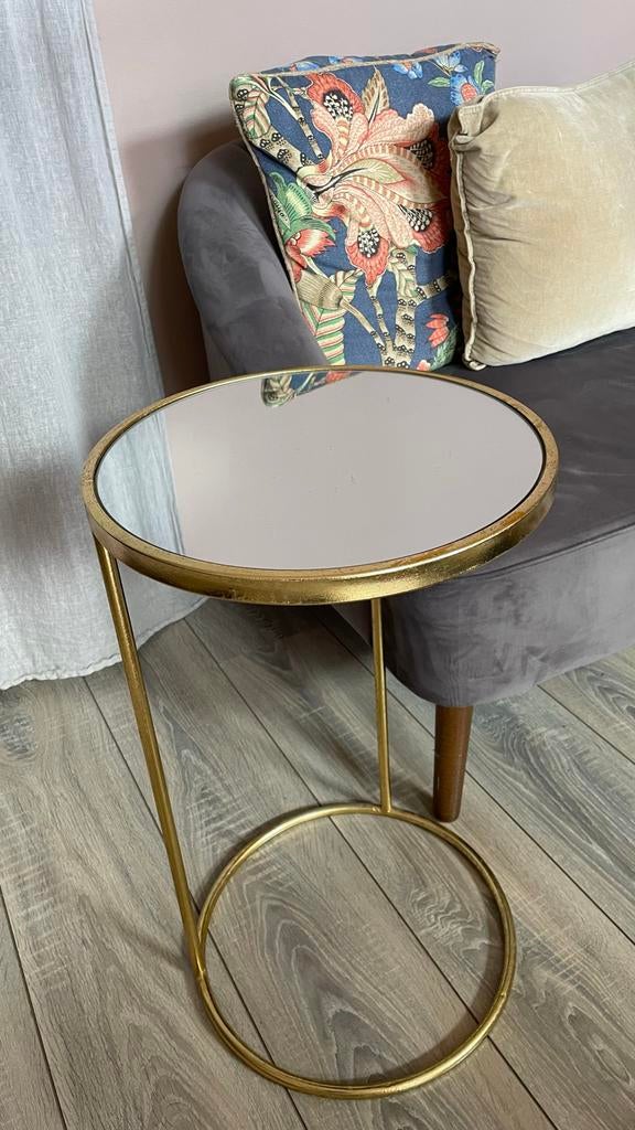 Zara Home bijzettafeltje goud met spiegelblad (35x58cm), Huis en Inrichting, Tafels | Bijzettafels, Minder dan 55 cm, Gebruikt