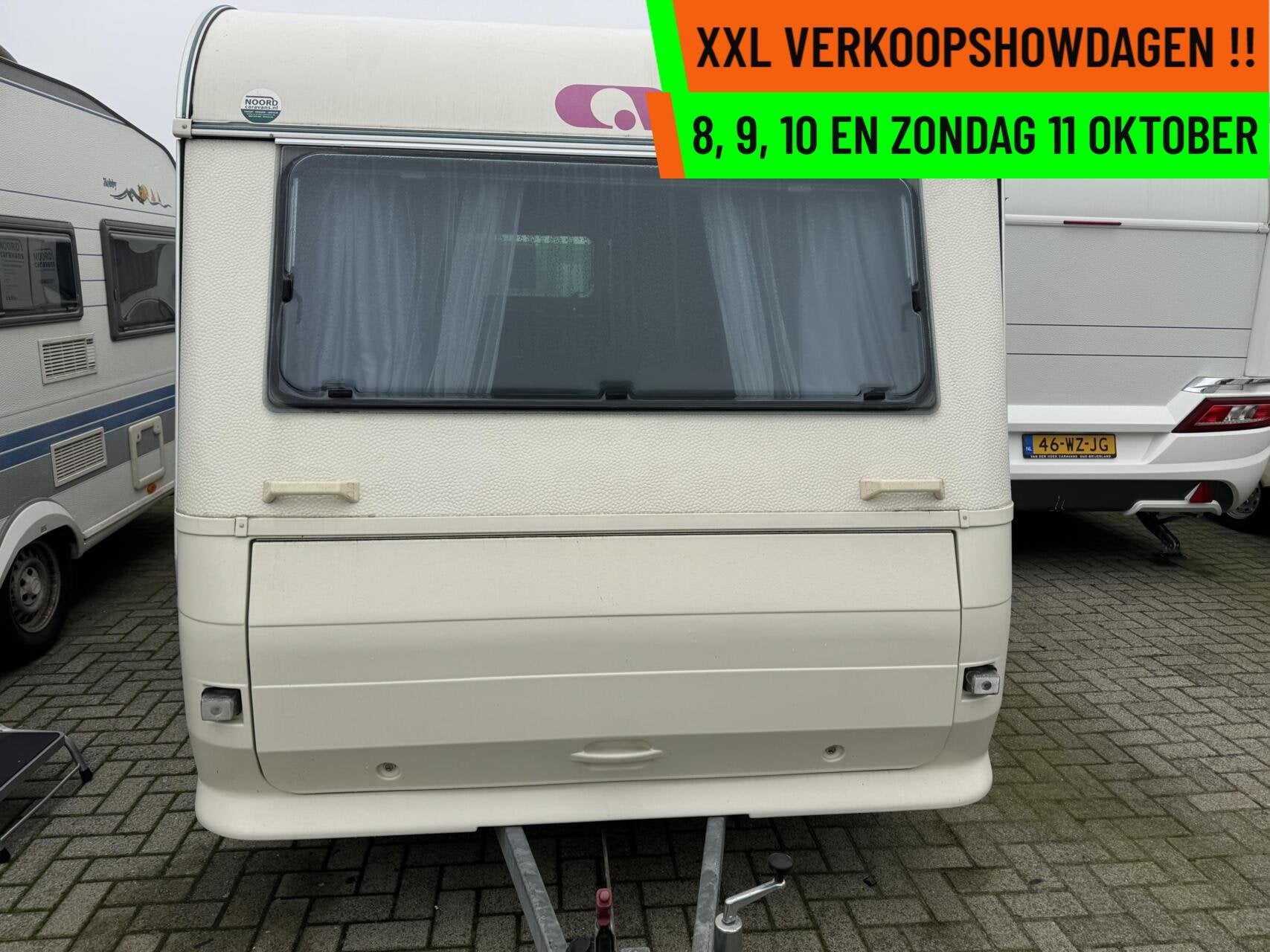 Adria UNICA 430 PH DWARSBED + TREINZIT + VOORTENT + BOILER, Caravans en Kamperen, Bedrijf, 750 - 1000 kg, Adria, 5 tot 6 meter