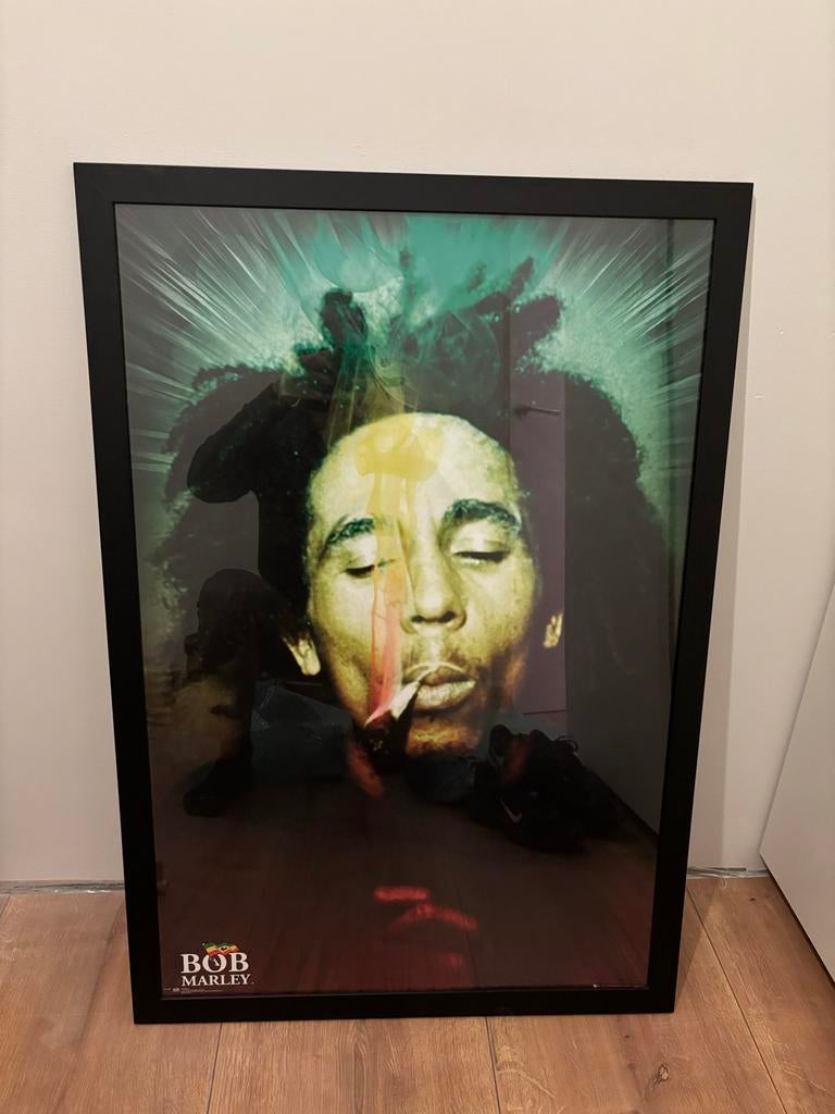 Ingelijste Bob Marley poster, Huis en Inrichting, Woonaccessoires | Schilderijen, Tekeningen en Foto's, Zo goed als nieuw, Foto of Poster