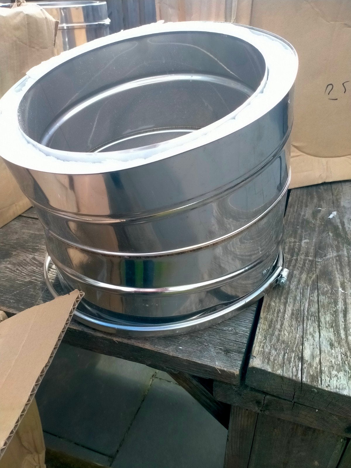 5 X Helex RVS dubbelwandige bocht 15 graden, diameter 250mm, Ophalen of Verzenden, Nieuw, Overige typen