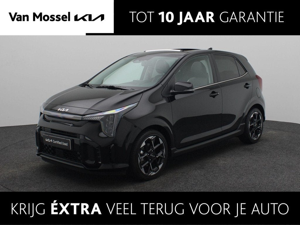 Kia Picanto 1.0 DPI GT-Line | Schuif/Kanteldak | Stoel/Stuur, Auto's, Kia, 12 maanden, Euro 6, 4 stoelen, Zwart