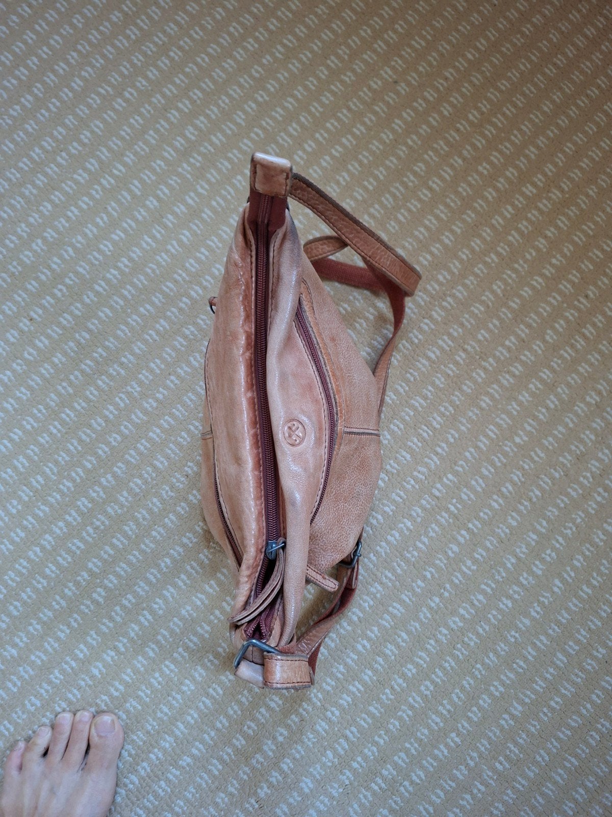 Leren schoudertas in cognac kleur, Sieraden, Tassen en Uiterlijk, Tassen | Schoudertassen, Gebruikt, Bruin, Leer, Ophalen