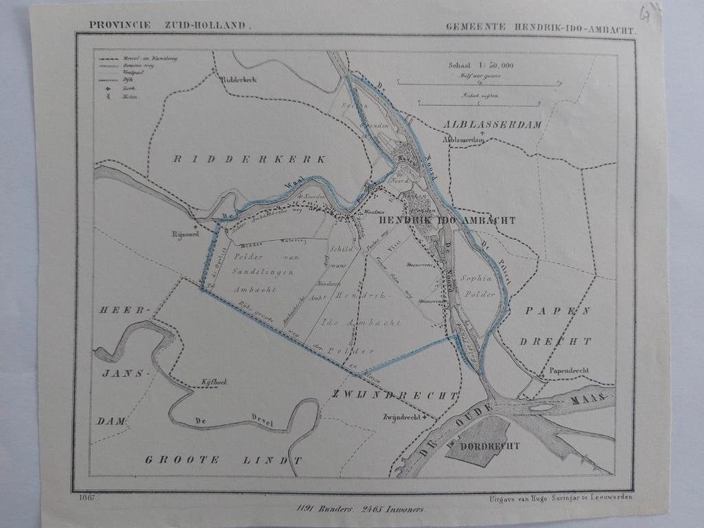 67 / Hendrik Ido Ambacht Zwijndrecht Dordrecht  Litho Kuyper, Ophalen of Verzenden