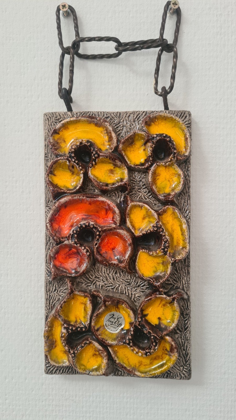 Vintage Fat Lava keramiek wandtegel met bloemen
Jan van Erp, Ophalen of Verzenden