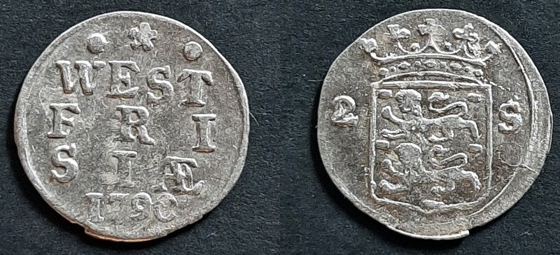 Dubbele wapenstuiver West Frisia 1790, Verzenden, Vóór koninkrijk, 10 cent, Zilver