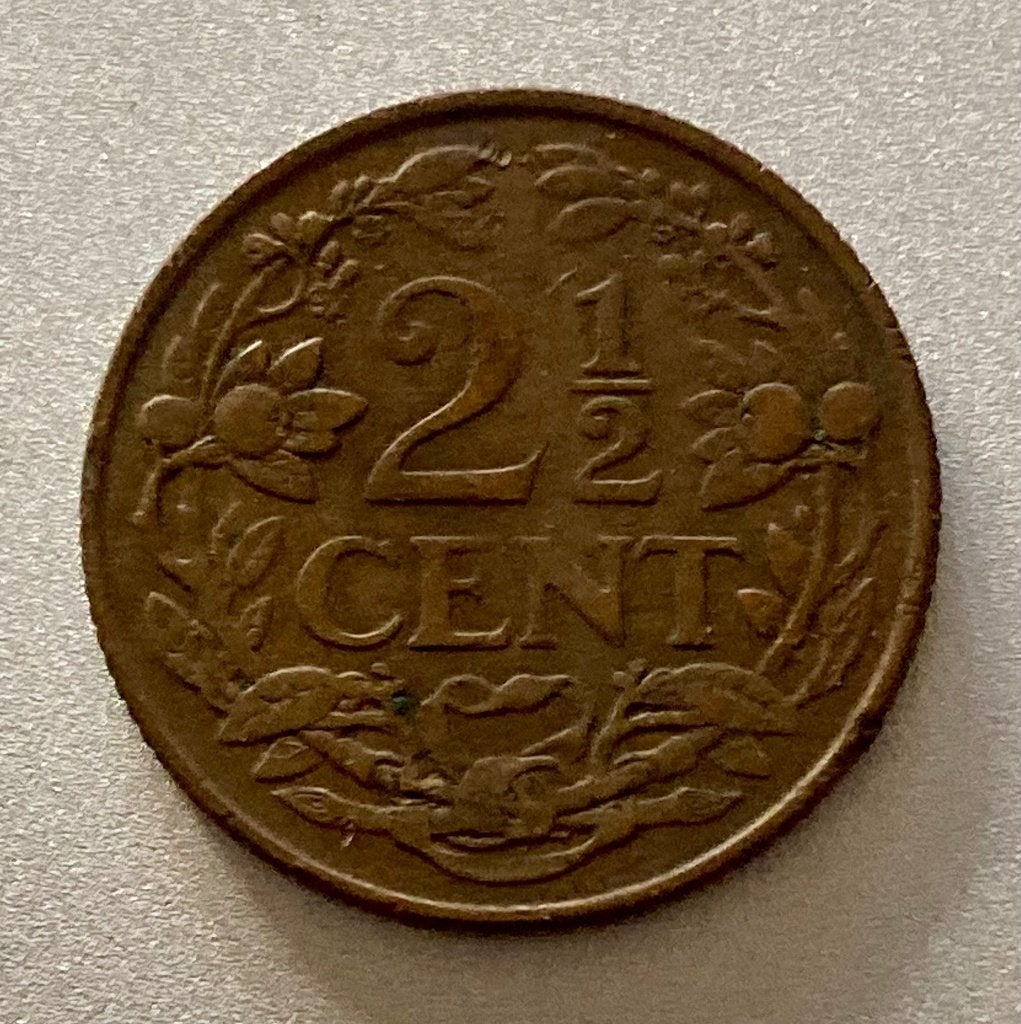 2 ½ cent Nederlandse Antillen / Munt van Curaçao 1947, Verzenden, Koningin Wilhelmina, Overige waardes, Losse munt