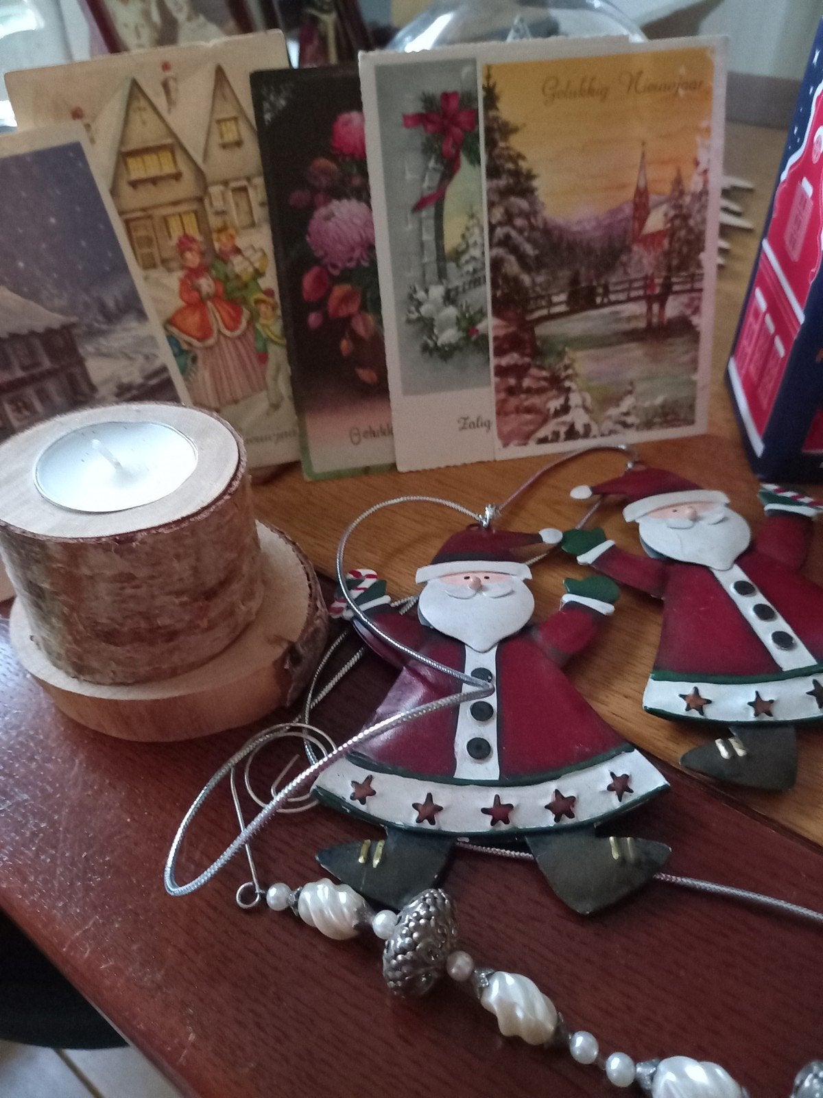 lotje kerstspullen oude kaarten postcodehuisje bijenwaskaars, Ophalen of Verzenden