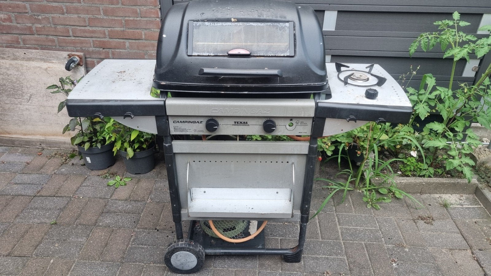 Campingaz BBQ Texas Deluxe Extra met zijbrander, Tuin en Terras, Gasbarbecues, Ophalen, Gebruikt, Campingaz Texas Instruments